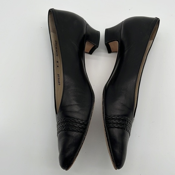 Vintage Bally Lucille Black Leather Braid Toe Heels Size 8 N WEAR - Picture 3 of 8